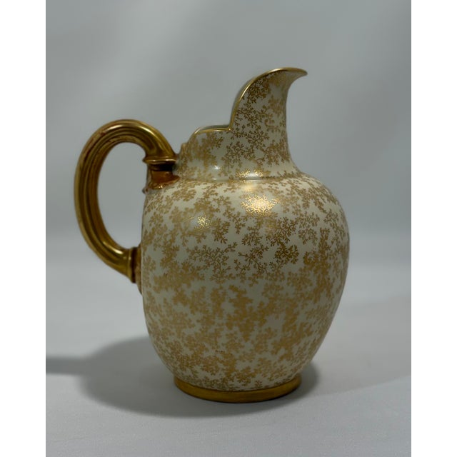 Antique Royal Worcester Victorian Porcelain Gilt Floral Jug, Shape For Sale - Image 4 of 12