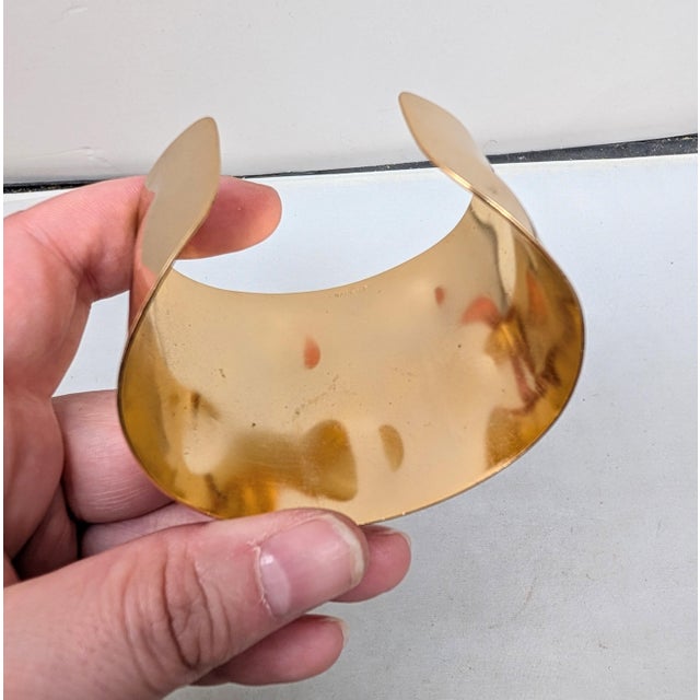 Vintage 1977 Signed Napier Book Piece Goldtone Wavy Cuff Bracelet For Sale - Image 11 of 12