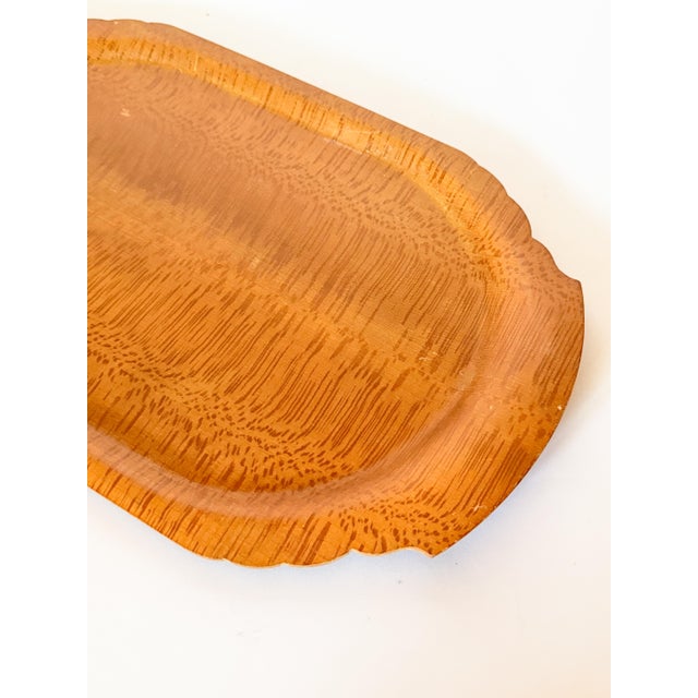 Absolutely stunning quartersawn Sycamore bentwood shaped Breakfast tray by Toastmaster, from 1934. (See the last image for...