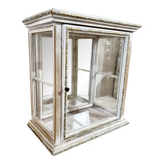 1960s Vintage Made in Italy Mirror Glass and Wood Table Top or Wall Hanging Display Case Vitrine For Sale