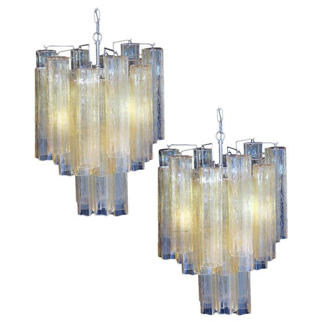 Tube Chandeliers in Gold Murano Glass, 1970s, Set of 3 For Sale - Image 12 of 16