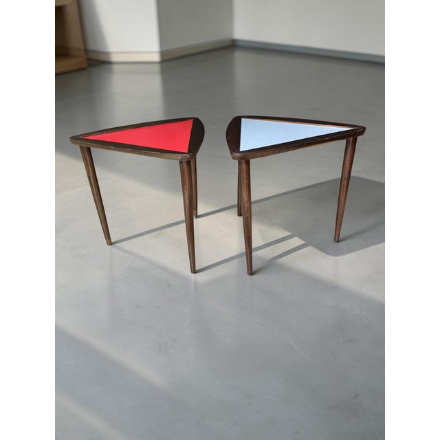 Mid-Century Modern 1960s Guitar Pick Side Tables in the Style of Arthur Umanoff - Pair For Sale - Image 3 of 13