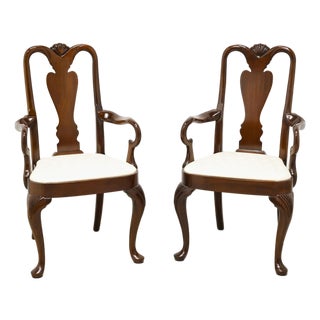 Hickory Chair Mahogany Queen Anne Dining Armchairs - Pair For Sale