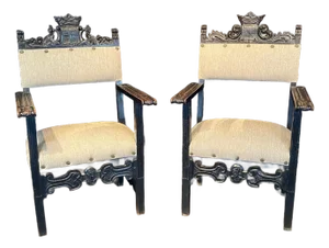 18th Century British Baroque or Renaissance Revival Armchairs -a Pair