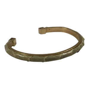 1980s Celery Green Snakeskin Gold Bangle Bracelet