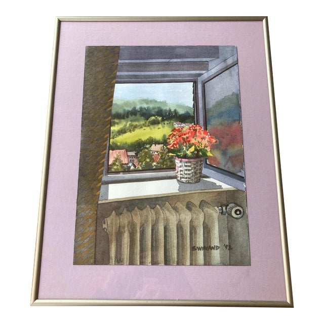 1990s Original Framed Still Life Watercolor Painting by Artist Susan Swinand For Sale