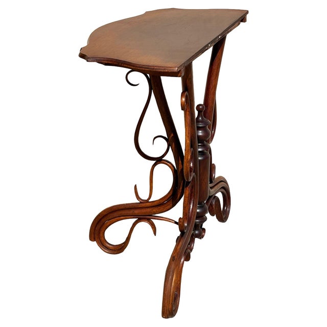 Late 19th Century Late Victorian Polished Rosewood Bent Wood Scrolling Console Table Attributed to Thonet For Sale - Image 5 of 7