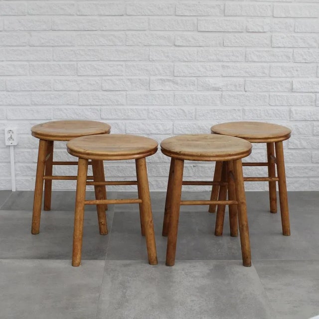 Modernist Birch Stools, Sweden, 1930s, Set of 4 For Sale - Image 9 of 9