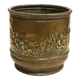 Mid-19th Century French Circular Brass Jardiniere For Sale