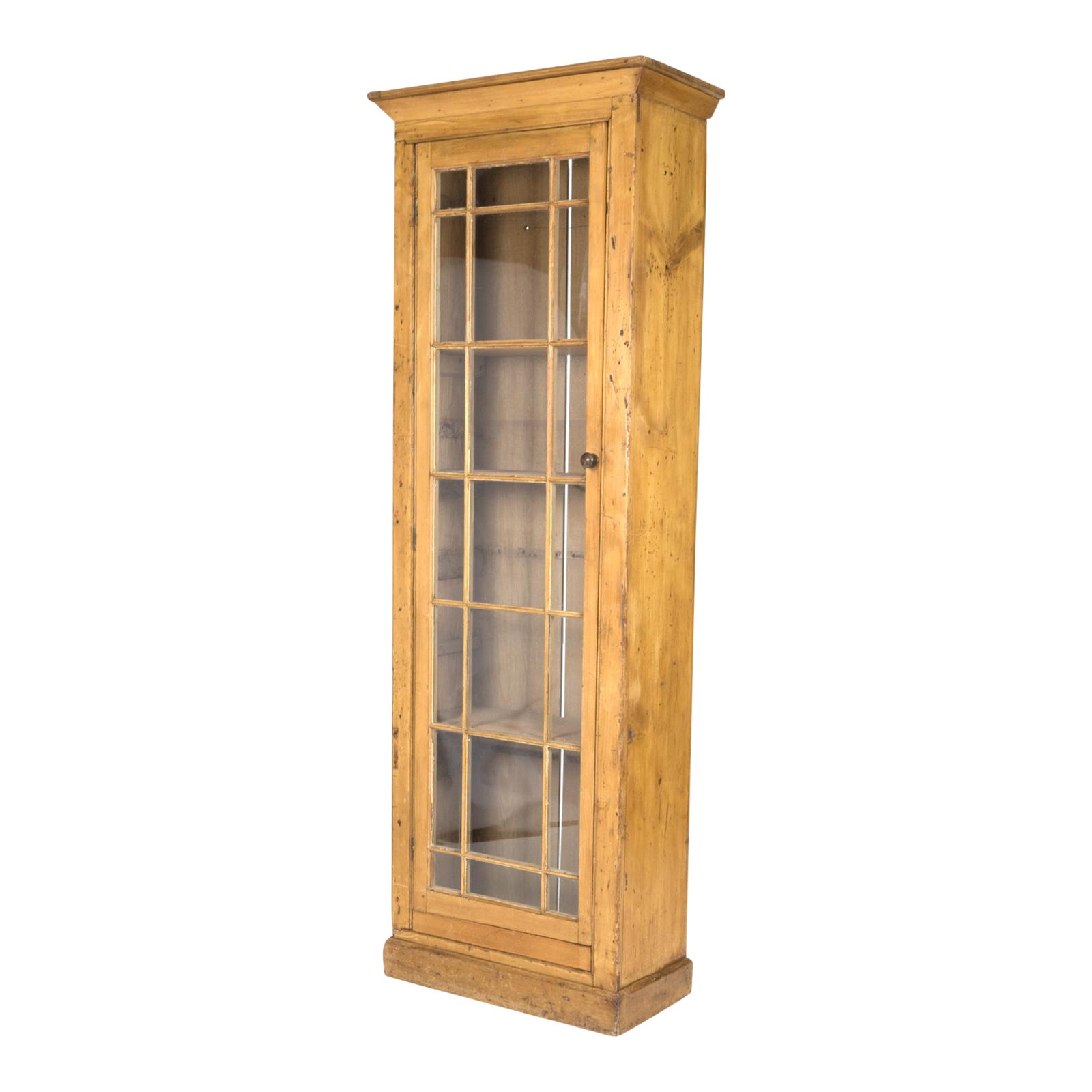 Irish Pine Display With a Single Mullioned Glass Door Chairish
