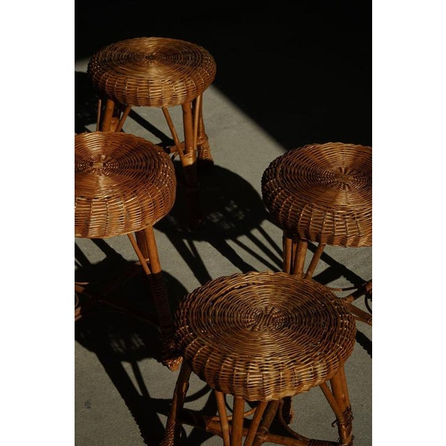 Vintage Scandinavian Stools in Rattan in style of Tony Paul, 1960s, Set of 2 For Sale - Image 13 of 17