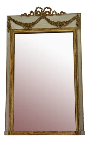 Large Victorian Giltwood and White Painted Overmantle Mirror, 1860s