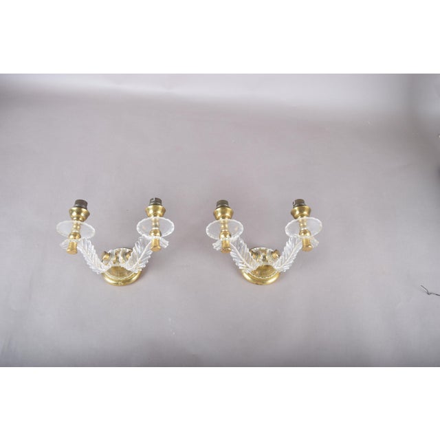 Acrylic and Brass Double-Arm Wall Sconces, 1970s, Set of 2 For Sale - Image 4 of 11