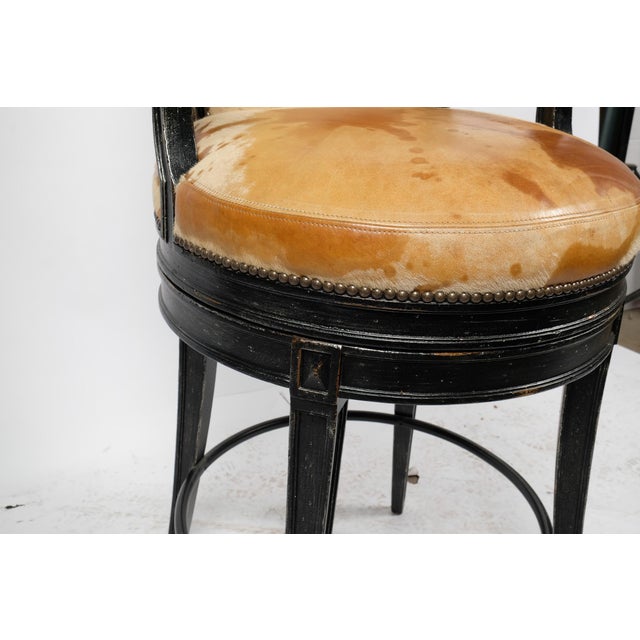 Jeffco Cowhide Leather Swivel Bar Stools a Pair Chairish