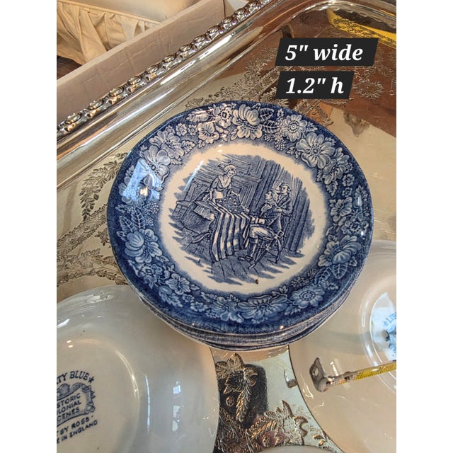 Great set of Staffordshire blue and white Historic colonial scenes Betsy Ross Pattern by Liberty Blue.