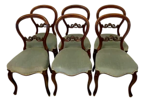 Antique Victorian Carved Mahogany Dining Chairs, 1860, Set of 6