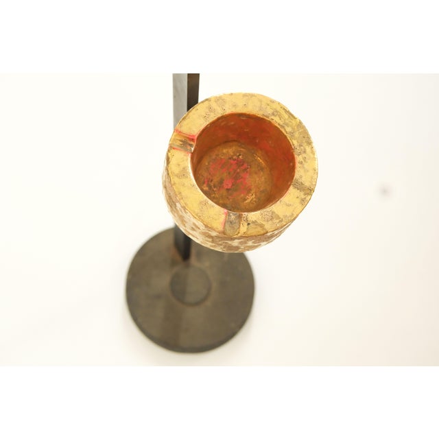 Mid-Century Modern Vintage 20th Century Stand Ashtray in Black and Gold Metal For Sale - Image 3 of 10
