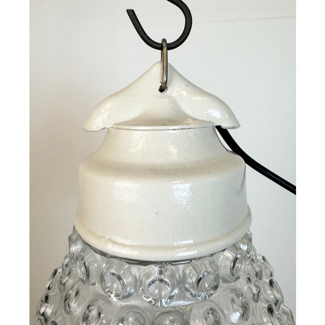 Industrial Vintage White Porcelain Pendant Light, 1970s For Sale - Image 3 of 13