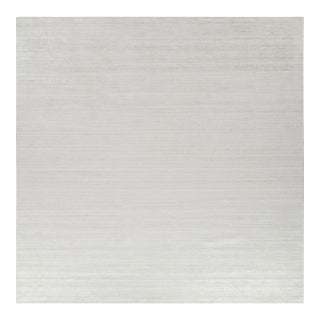 Rug & Kilim’s Oversized Textural Square Rug In Solid White and Gray Striae - 12x16 For Sale