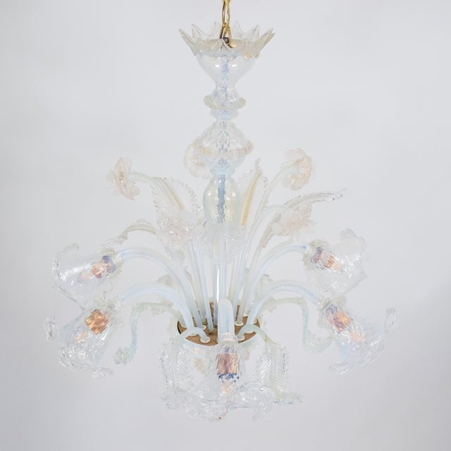 Vintage Ca'Rezzonico Style Gold Infused and Opaline Murano Chandelier For Sale In Chicago - Image 6 of 17