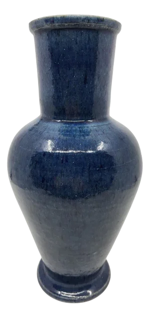 Vase in French Blue Enamelled Stoneware from Accolay, 1970s