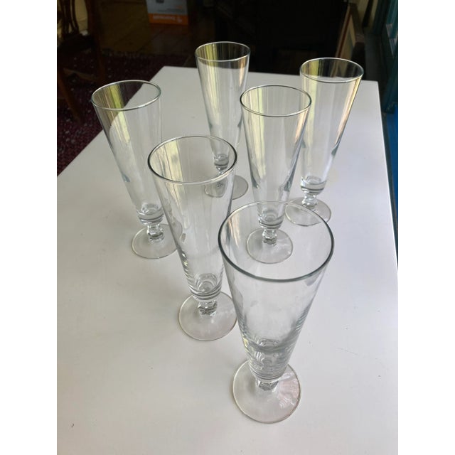 Mid-Century Modern Vintage Midcentury Style Pilsner, Tall Beer Glasses Set of 6 For Sale - Image 3 of 5