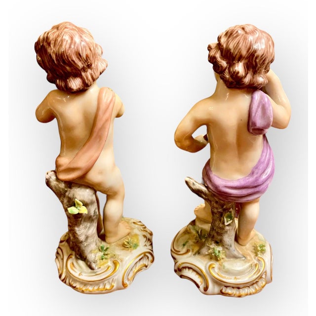 A Pair of Antique Italian Capodimonte Porcelain Cherubs For Sale - Image 12 of 12