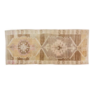 Vintage Turkish Oushak Hand Knotted Wool Rug, 5'6''x14' For Sale