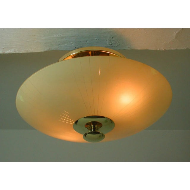 Mid-Century German Opaline and Brass Flush Mount, 1950s For Sale - Image 13 of 16