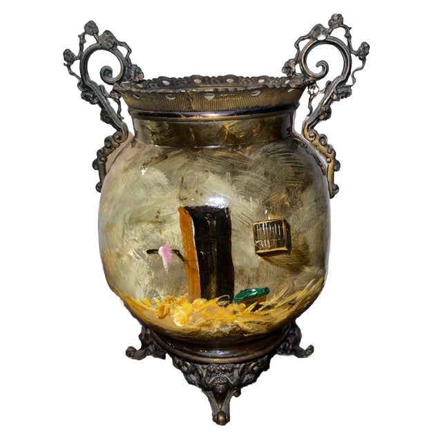 19th Century 19th Century French Barbotine Majolica Vase by Théodore Lefront and E. Nouviant, With Ormolu Mounts For Sale - Image 5 of 11