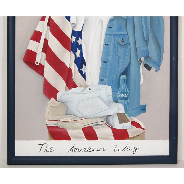 1994 “The American Way” Oil on Canvas, Signed Nele Dobes — Framed Americana Still-Life (25.5" × 19.5") For Sale - Image 4 of 12