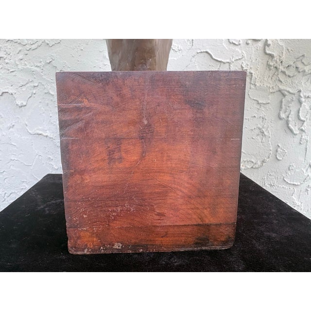 1970s Mid-Century Modern Cast Metal Horse Head Sculpture on Walnut Base, Bronze Finish For Sale - Image 10 of 12