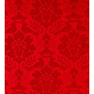 The House of Scalamandré Love Bird Fabric, Ruby For Sale