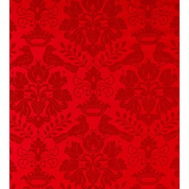 The House of Scalamandré Love Bird Fabric, Ruby For Sale