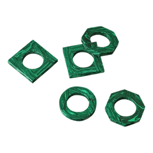 Marcela Cure Square Malachite Napkin Rings- Set of 6
