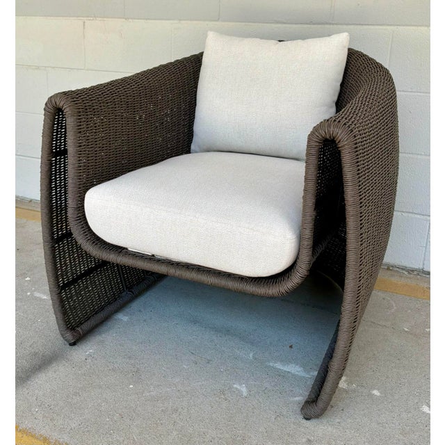 Contemporary Organic Modern Mocha Tropic Outdoor Lounge Chairs Pair For Sale - Image 3 of 6