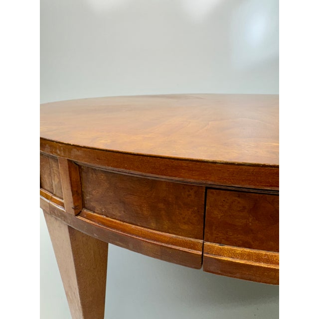 1960s Mid-Century Federal Style Burl Walnut Sunburst Coffee Table For Sale - Image 11 of 11