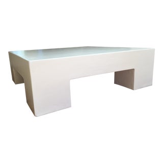Custom Mid-Century White Plaster Coffee Table For Sale
