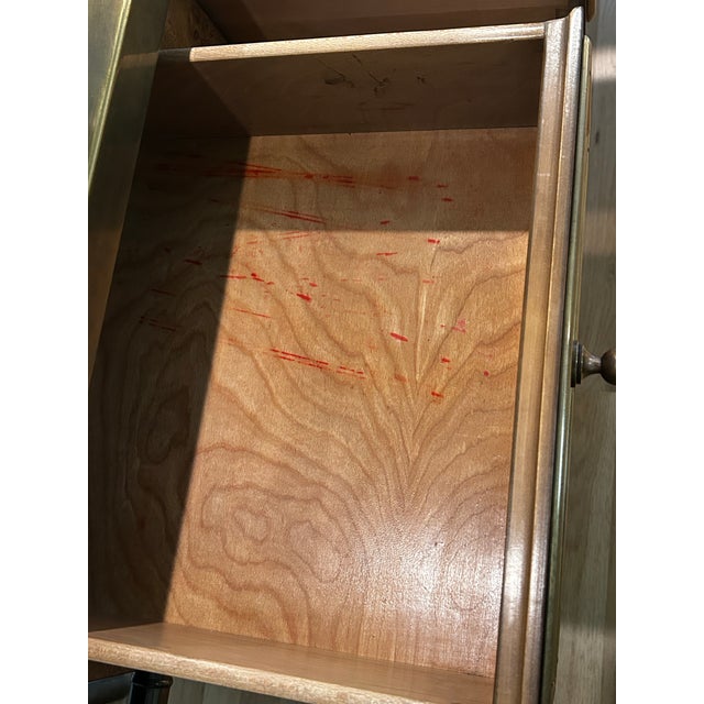 1970’s Mastercraft Attributed Brass Clad Faux Bamboo and Burl Wood 3 Drawer Console Table For Sale - Image 13 of 13