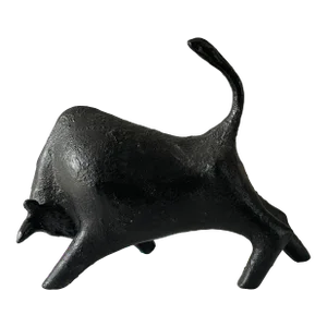 Iron Japanese Mid-Century Fighting Bull Market Sculpture