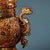 Gold Pair of Vintage Chinese Gilt Bronze Filigree Vases - Dragon Handles & Gemstone Inlay For Sale - Image 8 of 10