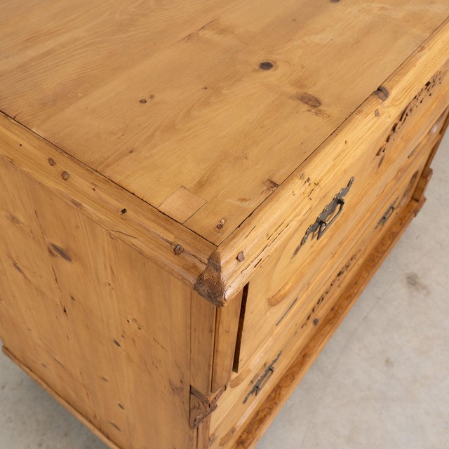 Mid 19th Century 19th Century Romanian Large Pine Chest of Three Drawers For Sale - Image 5 of 18