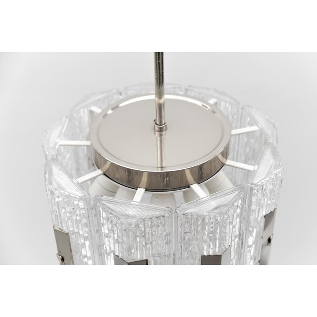 Silver Crystal Glass Pendant Light from Kaiser Leuchten, Germany, 1960s For Sale - Image 8 of 13
