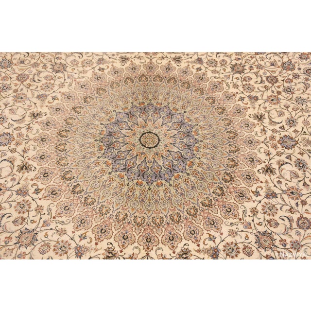 Nazmiyal Collection 1950s Floral Silk Persian Gonbad Design Square Rug For Sale - Image 4 of 8