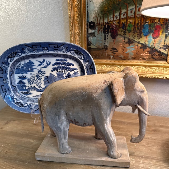 Hand Carved Antique Wooden Elephant Sculpture For Sale - Image 10 of 10