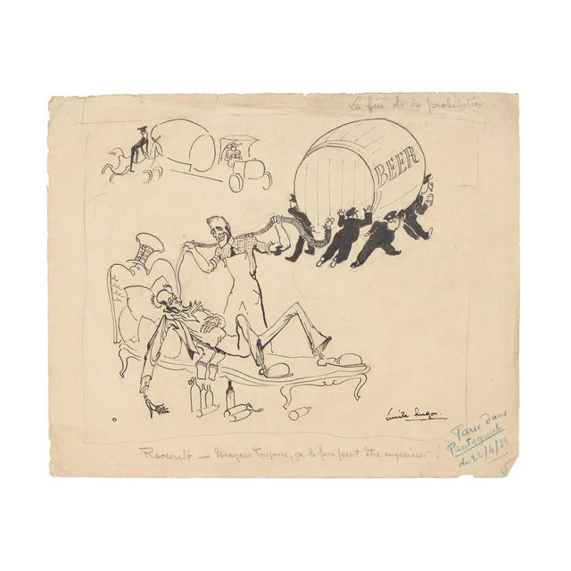Study of Figures - China Ink Drawing by E. Hugon - Late 20th Century Late 20th Century For Sale - Image 3 of 4