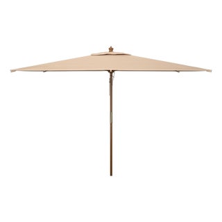 Aklin 6.5Ft X 10Ft Rectangle Wooden Pulley Market Umbrella (No Tilt), Beige For Sale