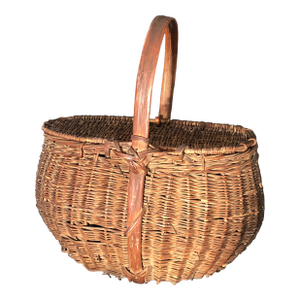 Vintage Early 20th Century Rustic Old American Wicker and Willow Fishing Creel
