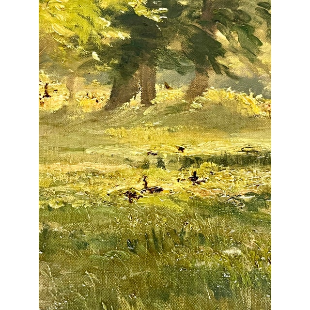 Antique 19th-Century French Impressionist Landscape Oil Painting Sunlit Forest For Sale - Image 17 of 18