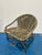 Stylish Baker McGuire Crescent Lounge Chair. Taupe with hint of green stringed body. No cushion, as is. Factory finish....